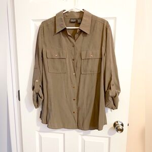 Chico's Taupe Button-Up Blouse size 2 (US 12-14)
